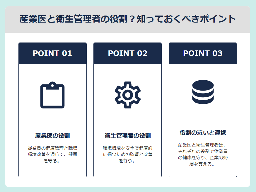 産業医と衛生管理者の役割に関して知っておくべき3つのポイント