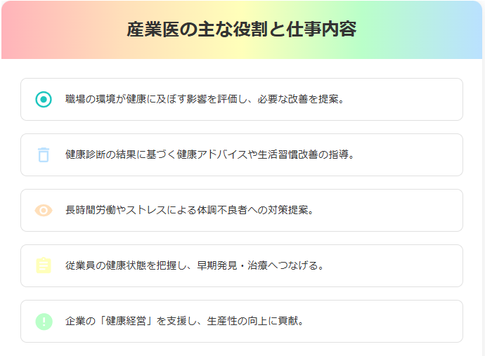 産業医の主な役割と仕事内容に関する画像