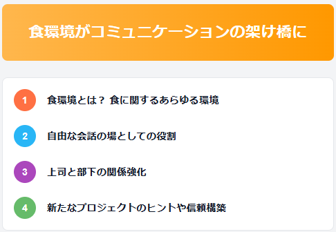 食環境がコミュニケーションの懸け橋になる