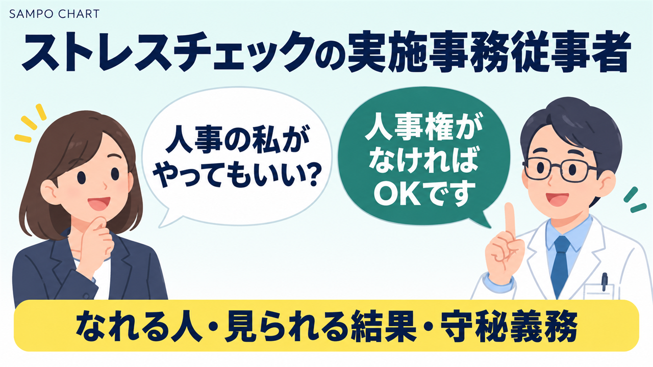 ストレスチェックの実施事務従事者(人事はなれる？なれる人・見られる結果・守秘義務)を解説する記事のサムネイル