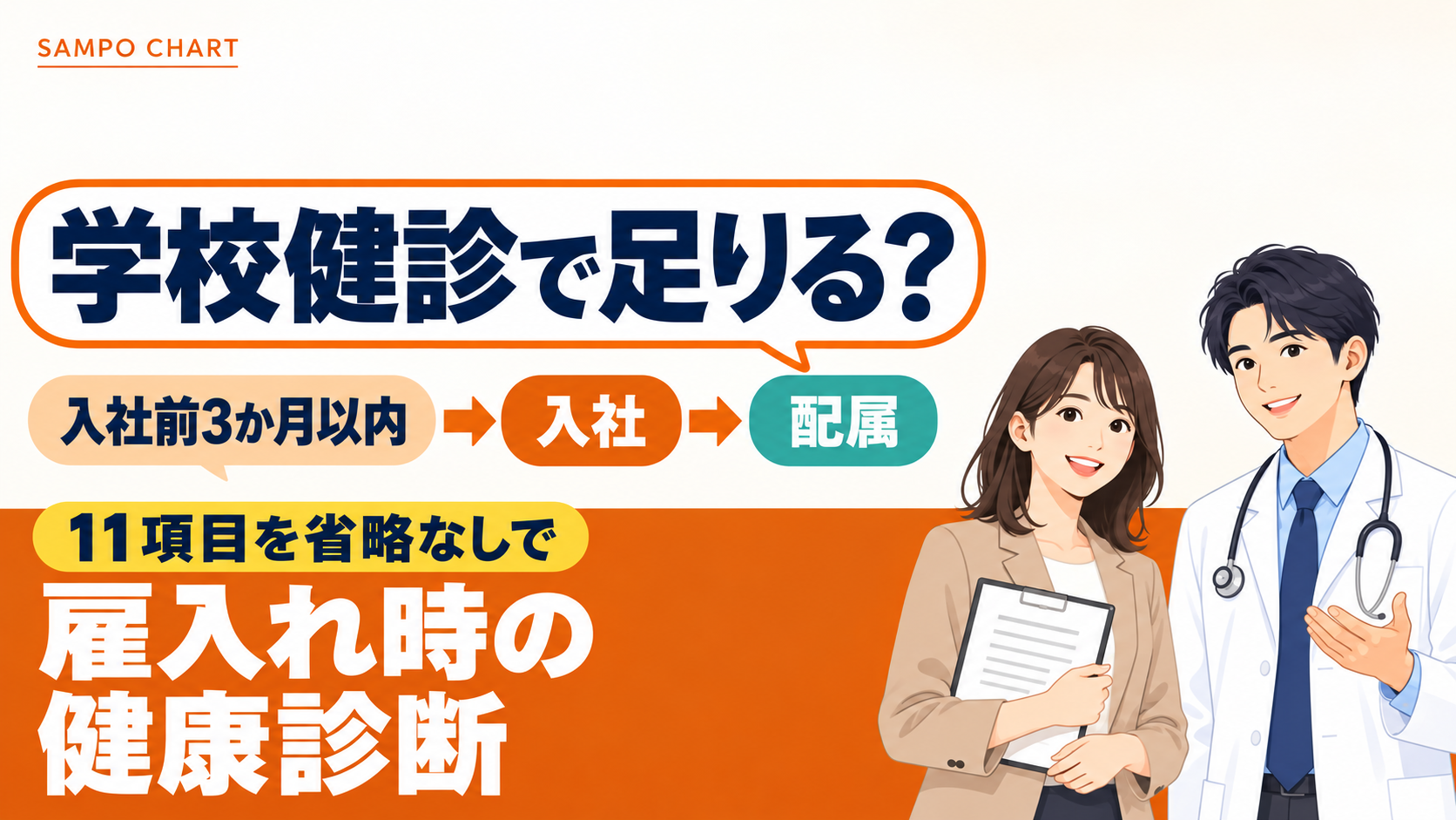 雇入れ時の健康診断をいつまでに・11項目・前の健診で代えるときの注意とともに産業医が解説する記事のサムネイル