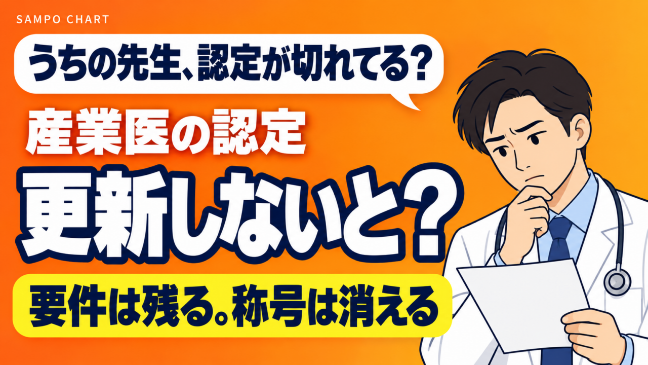 産業医の認定を更新しないとどうなるかを解説する記事のサムネイル